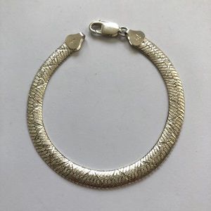 Sterling Silver Diamond Cut Curved Bracelet